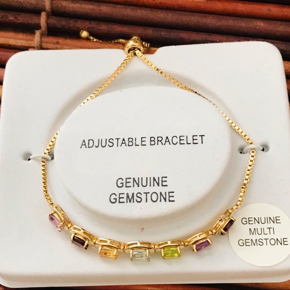 Genuine Gemstone Adjustable Bracelet Gianni Argento NIB - Picture 4 of 4